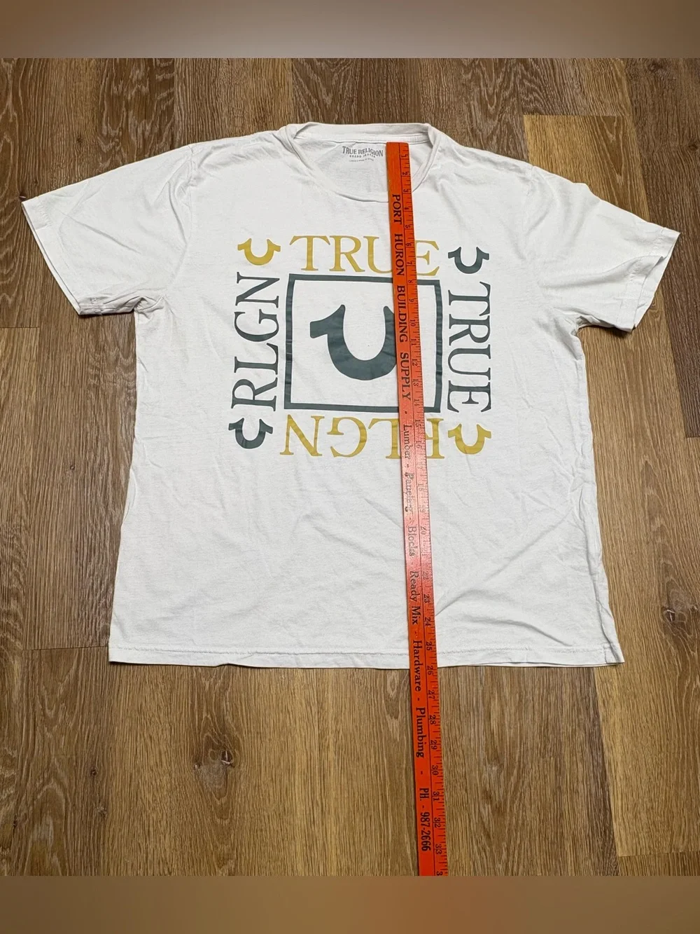 True Religion White & Coral Short Sleeve Graphic Tees